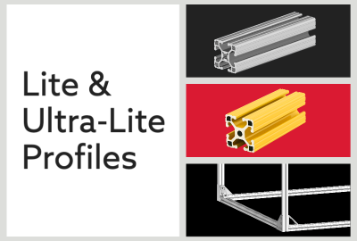 Several 80/20 aluminum T-slot Lite profiles.