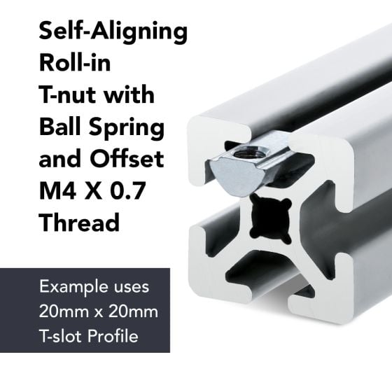 13083 | M4 Self-Aligning Roll-in T-Nut with Ball Spring