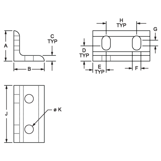 40-4290 | 40 Series 4 Hole - Wide Slotted Inside Corner Bracket