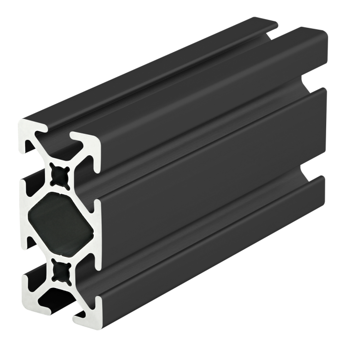 1020-S-Black | 1.00” X 2.00” Smooth Surface T-Slotted Profile