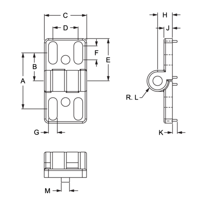 12084 | 15, 40 & 45 Series 4 Hole - Slotted Zinc Hinge