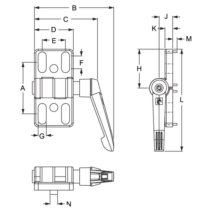 12085 | 15, 40 & 45 Series 4 Hole - Slotted Locking Zinc Hinge