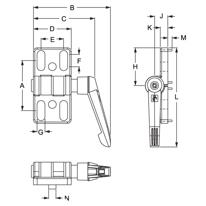 12086 | 15 & 40 Series 4 Hole - Slotted Locking Zinc Hinge
