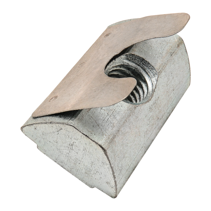 13033 | M6 Tall Self-Aligning Roll-in T-Nut with Spring Leaf