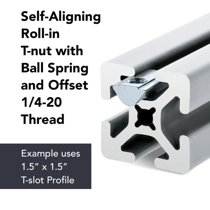 13037 | 1/4-20 Self-Aligning Roll-in T-Nut with Ball Spring
