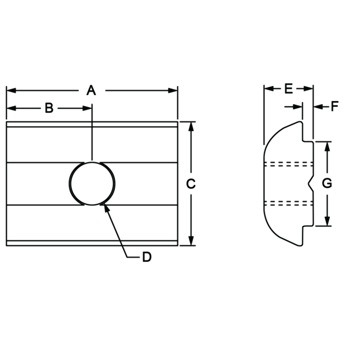 13096 | 1/4-20 Self-Aligning Roll-in T-Nut