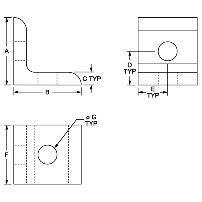 20-4119 | 20 Series 2 Hole - Inside Corner Bracket
