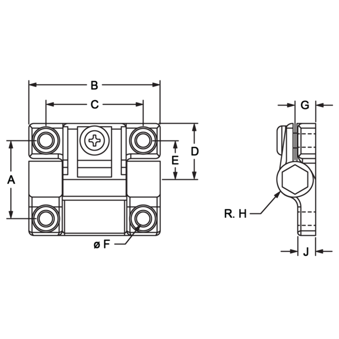 2081 | 10 Series 4 Hole - Adjustable Tension Panel Hinge