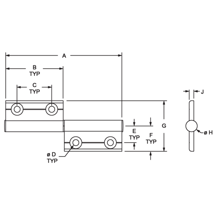 2328 | 45 Series 4 Hole - Concealed Hinge