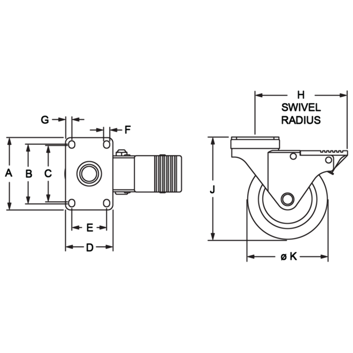 2333 | Deluxe Flange Mount Swivel Caster: 4.00