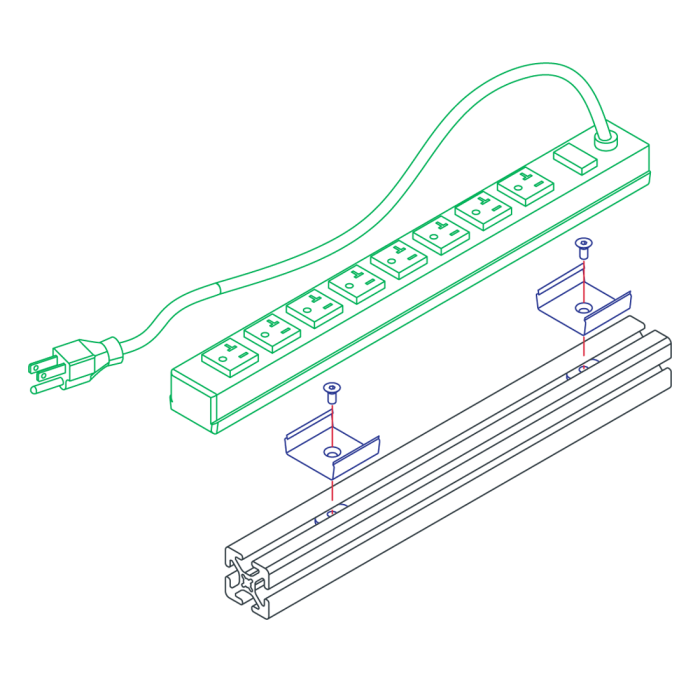 2677 | 10, 15, 25, 30, 40, & 45 Series 15A Power Strip, 8 Outlets