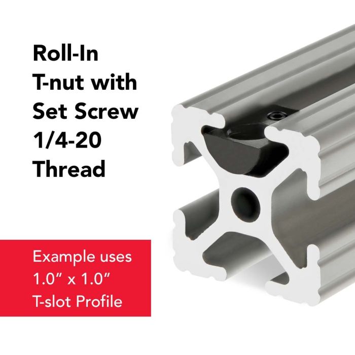 3313 | 1/4-20 Roll-In T-Nut with Set Screw