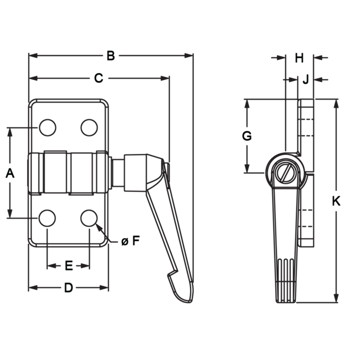 40-4488 | 40 Series 4 Hole - Locking Zinc Hinge