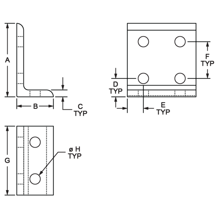 4175 | 10 Series 6 Hole - Wide 2x4 Inside Corner Bracket