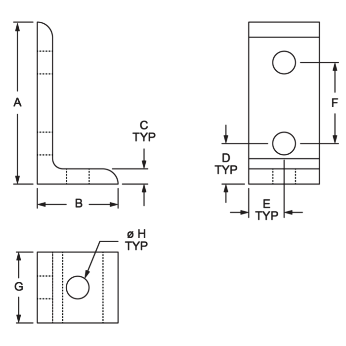 4176 | 10 Series 3 Hole - Inside Corner Bracket