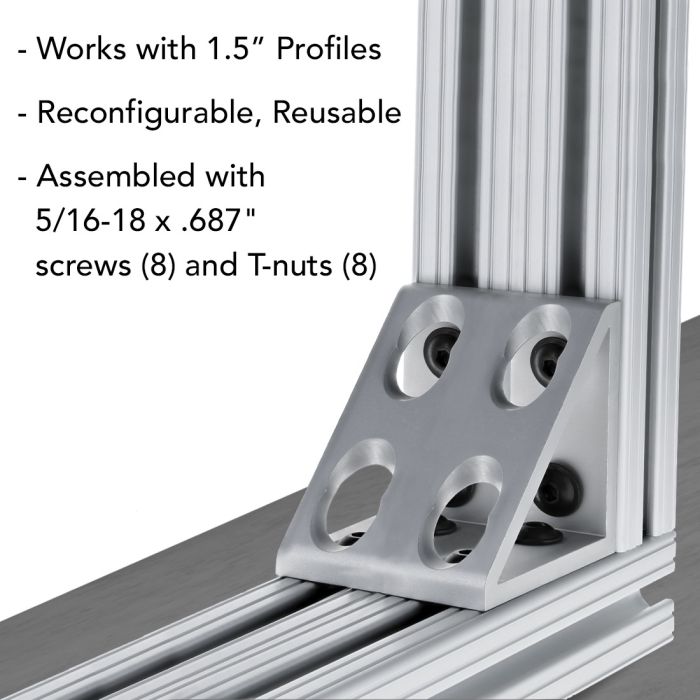 4338 | 15 Series 8 Hole - Gusseted Inside Corner Bracket