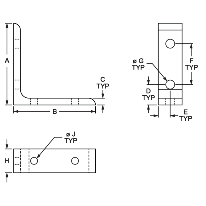 はる 4504 | 10 to 15 Series 4 Hole - Tall Transition Inside Corner Bracket