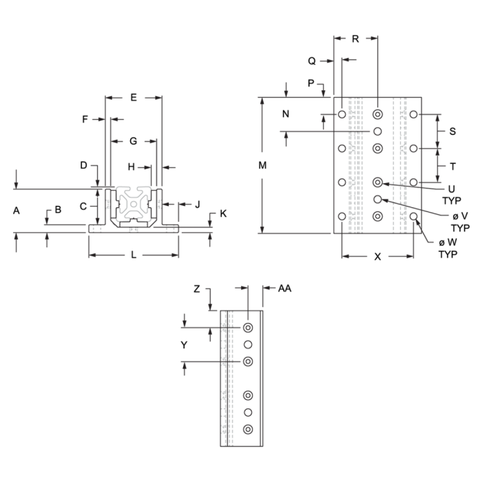 6426 | 10 Series 3 Slot Mount - Double Flange Long Standard Linear
