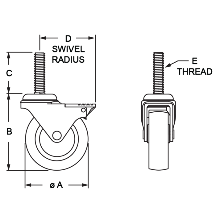 65-2342 | Threaded Stem Swivel Caster: M10 x 30mm
