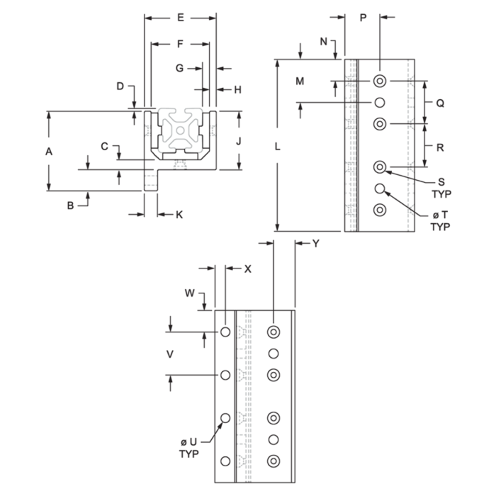 6816 | 15 Series 3 Slot Mount - Single Flange Long Standard Linear