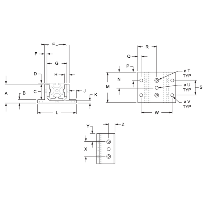 6825 | 15 Series 3 Slot Mount - Double Flange Short Standard