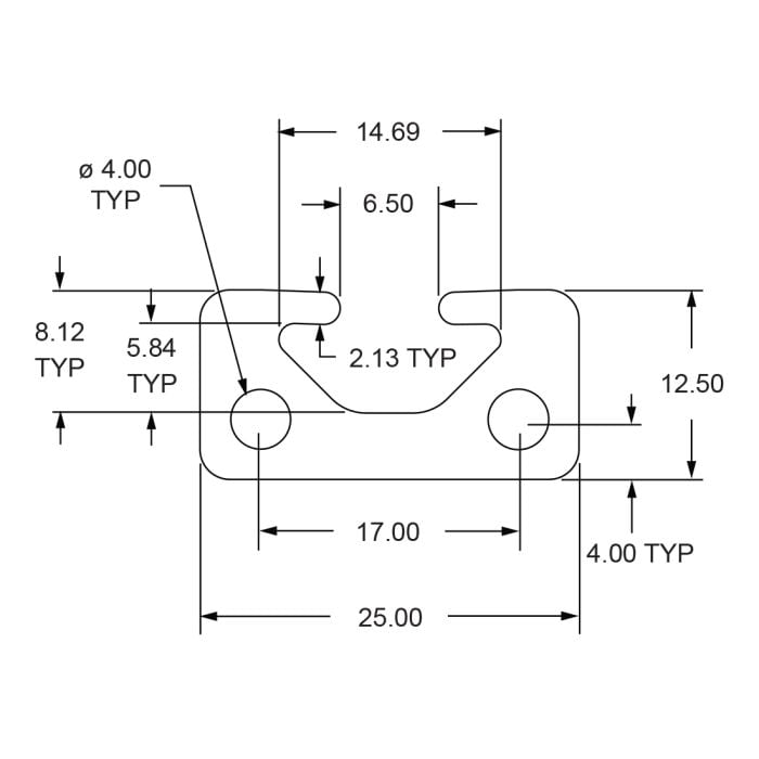 25-2514 | 25mm X 12.5mm T-Slotted Profile - Single Open T-Slots