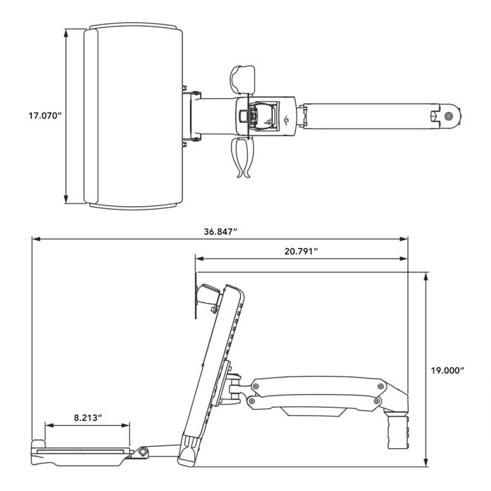 EGFS-8020 シルバー モニターアーム 2370 | Workstation Arm | Extruded Aluminum T-Slot Framing | 80/20