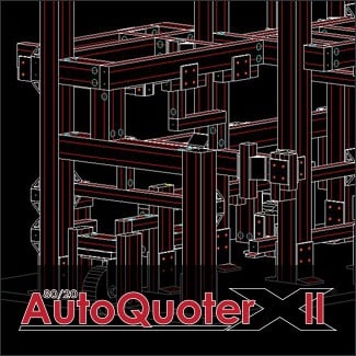 80/20 AutoQuoter X CAD model displaying a multi-level aluminum extrusion structure with connectors