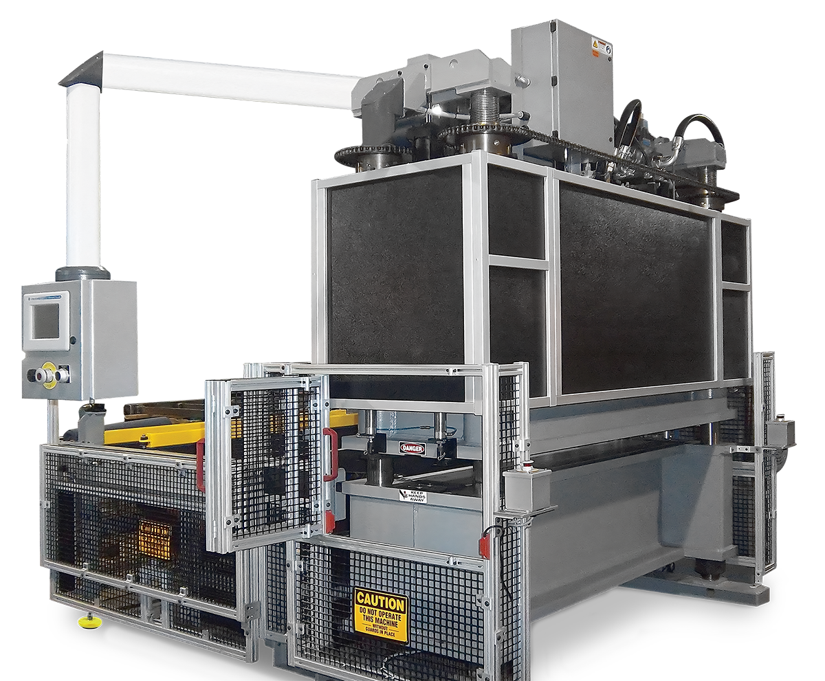 80/20 T-Slot Aluminum Industrial Machine Guarding System Industrial machine guarding system built with 80/20 T-slot aluminum framing, wire mesh safety panels, access doors, and protective enclosures around automated equipment.
