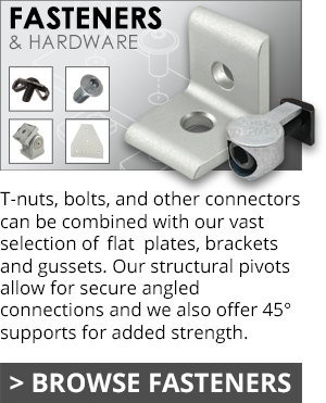 Graphic showing various fasteners and hardware with a 'BROWSE FASTENERS' call-to-action.